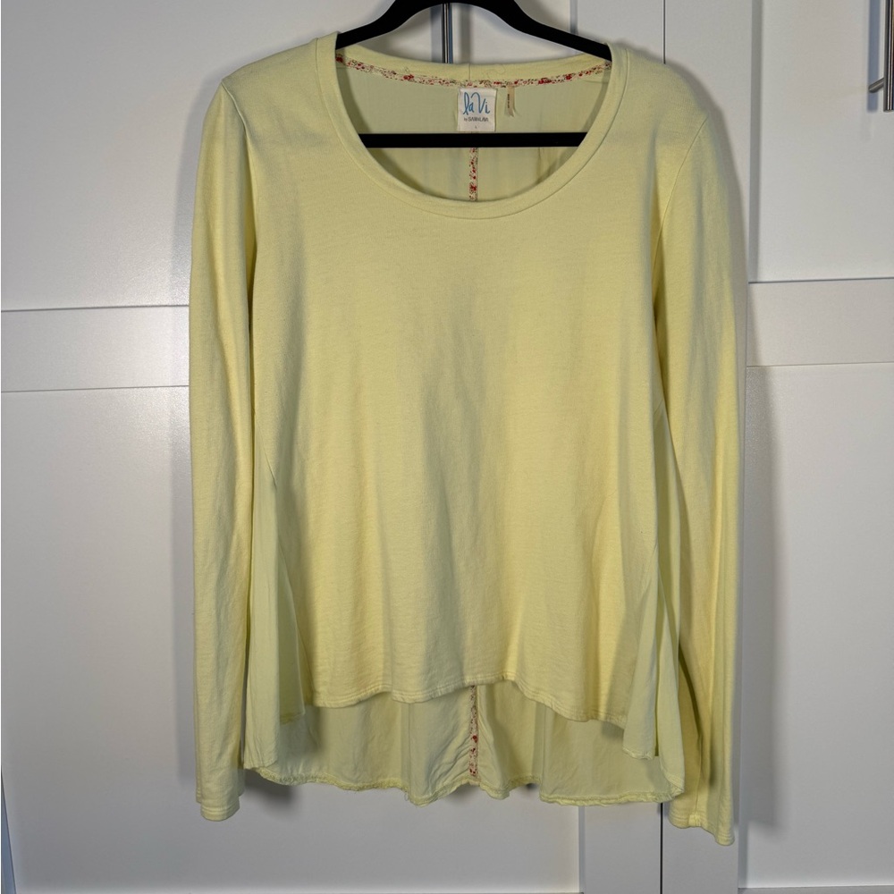 Anthropologie La Vi by Sam & Lavi Yellow Long Sleeve mixed media top L